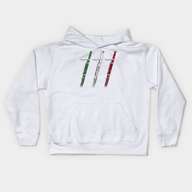 Bassoon Italian Flag Bassoonist Musician Italy Kids Hoodie by doodlerob